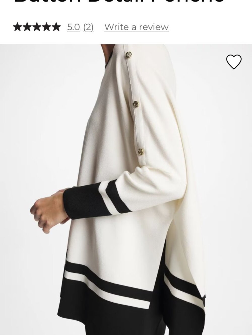 nwt chico's button detail structured poncho s/m ecru $130 tags